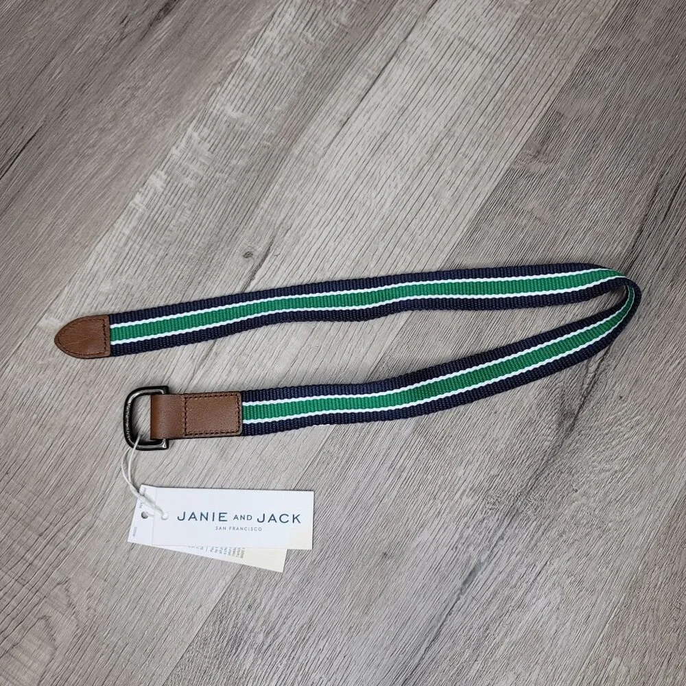 Janie and Jack NWT striped blue and green boys belt size 2t-3
